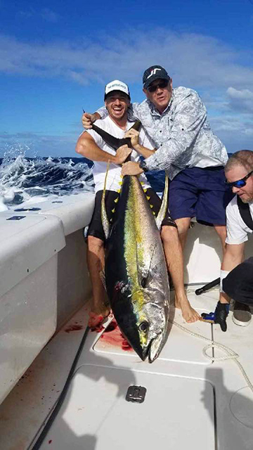 SKIPPER: James Post  SPECIES: Yellowfin Tuna WEIGHT: 55.5kg LURE: 12.5" JB Big Dingo.